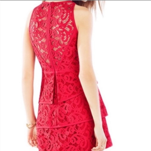 BCBGMAXAZRIA Hanah Red Holiday Festive Dress Size 2 - Picture 2 of 7